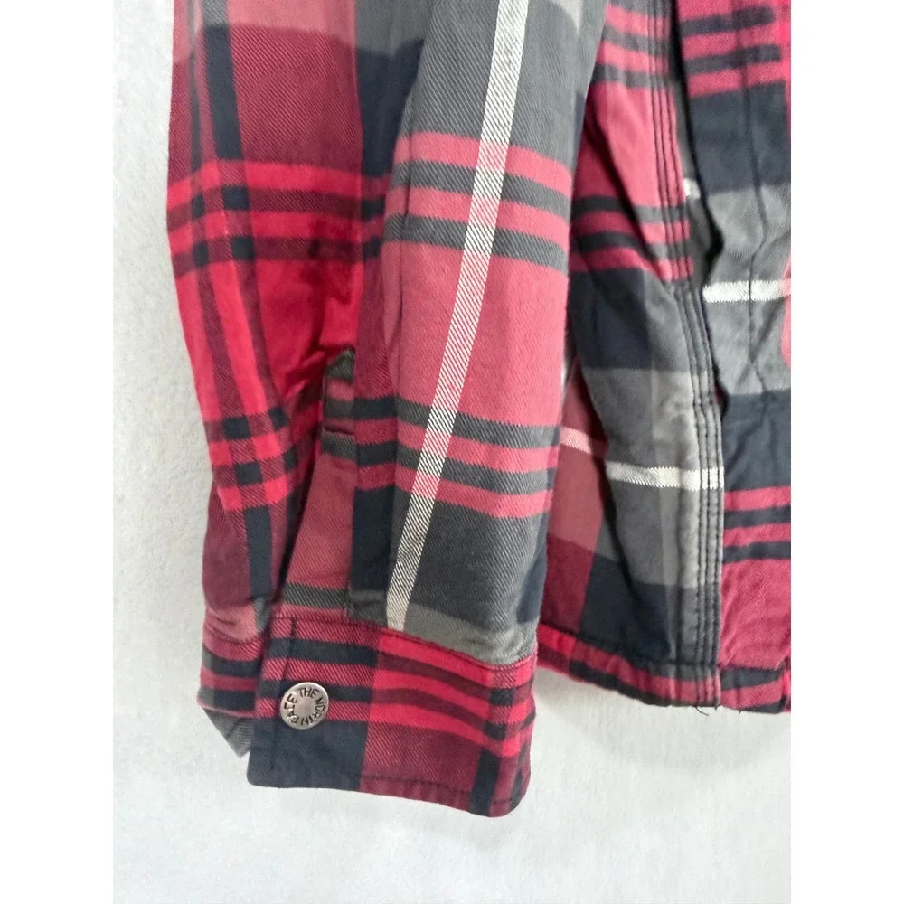 The North Face Flannel Shirt Jacket Mens XXL Red Black Plaid Sherpa Lined